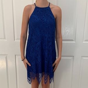 royal blue lace shift dress